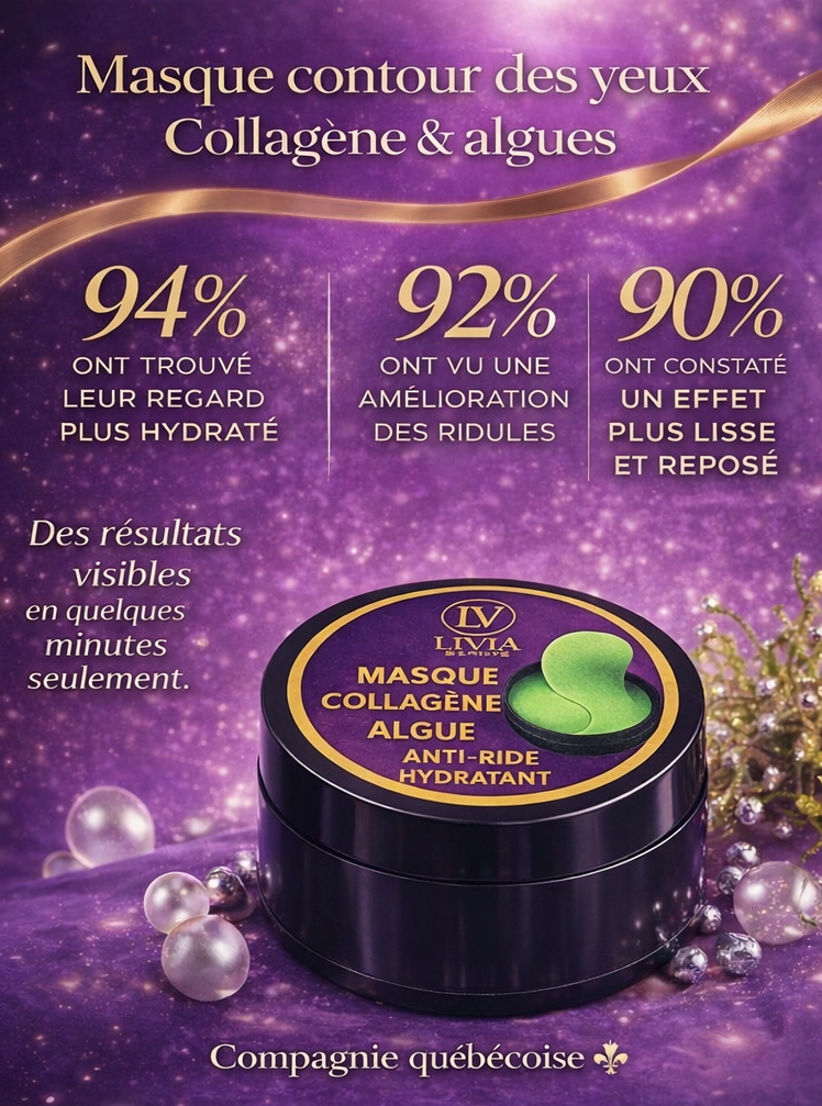 Masque pour les yeux au collagène & algues.Hydratation intense