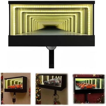 Garage Keychain Hanger Mirrored Car Key Holder for Wall Race Car Key Hooks Wall Mounted LED Light Glowing for Cars Lover Gift